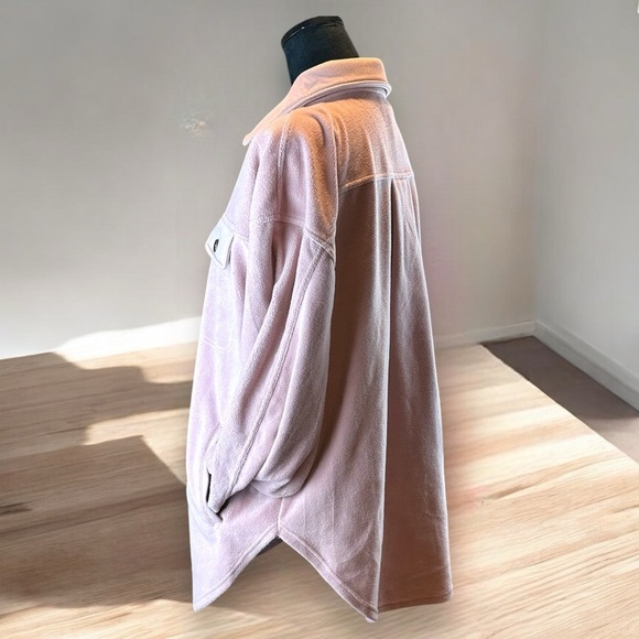 Bibi Women's Fleece Jacket Light Pink Mauve Oversized Relaxed Fit SM Pockets - Picture 4 of 10